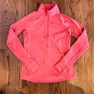 Under Armour ColdGear Quarter-Zip Pullover Athletic Top Neon Pink/Coral S/M